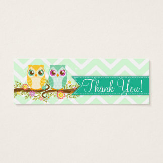 Orange and Teal Owl Twins Shower "Thank You" Tag