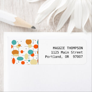 Orange and Turquoise Circles Mid Century Modern Label