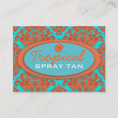 Orange and Turquoise Damask Business Card Templates