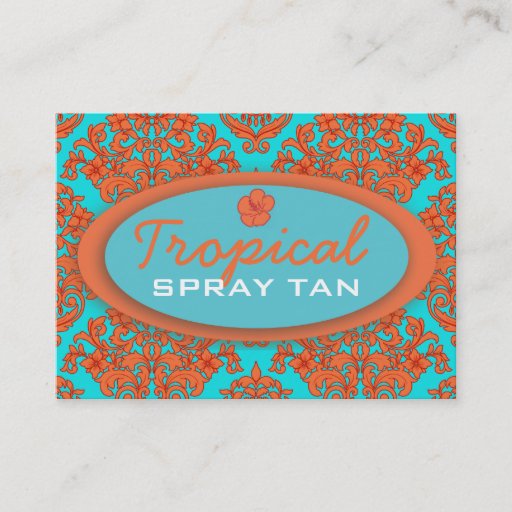 Customizable Orange and Turquoise Damask Business Card Templates