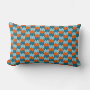 Orange and Turquoise pattern Lumbar Pillow