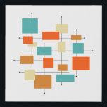 Orange and Turquoise Squares Mid Century Modern Faux Canvas Print<br><div class="desc">This fabulous mid century modern faux canvas print features squares,  rectangles,  and lines in the colors of turquoise blue,  two shades of orange,  cream,  and black.</div>