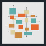 Orange and Turquoise Squares Mid Century Modern Faux Canvas Print<br><div class="desc">This fabulous mid century modern faux canvas print features squares,  rectangles,  and lines in the colors of turquoise blue,  two shades of orange,  cream,  and black.</div>