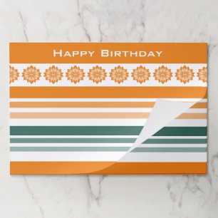 Orange and Turquoise Stripe Paper Placemat