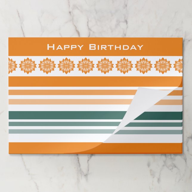 Orange and Turquoise Stripe Paper Placemat (Folded)