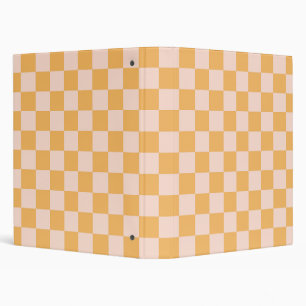 Orange and Unbleached Silk Checkerboard 3 Ring Binder