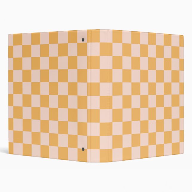 Orange and Unbleached Silk Checkerboard 3 Ring Binder (Background)