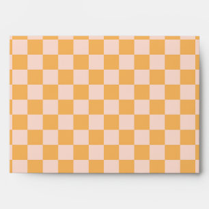 Orange and Unbleached Silk Checkerboard Envelope