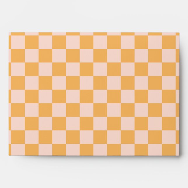 Orange and Unbleached Silk Checkerboard Envelope (Front)