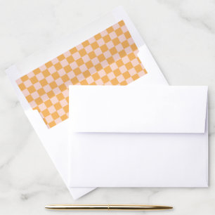 Orange and Unbleached Silk Checkerboard Envelope Liner