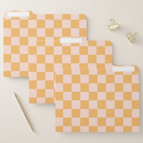 Orange and Unbleached Silk Checkerboard File Folder