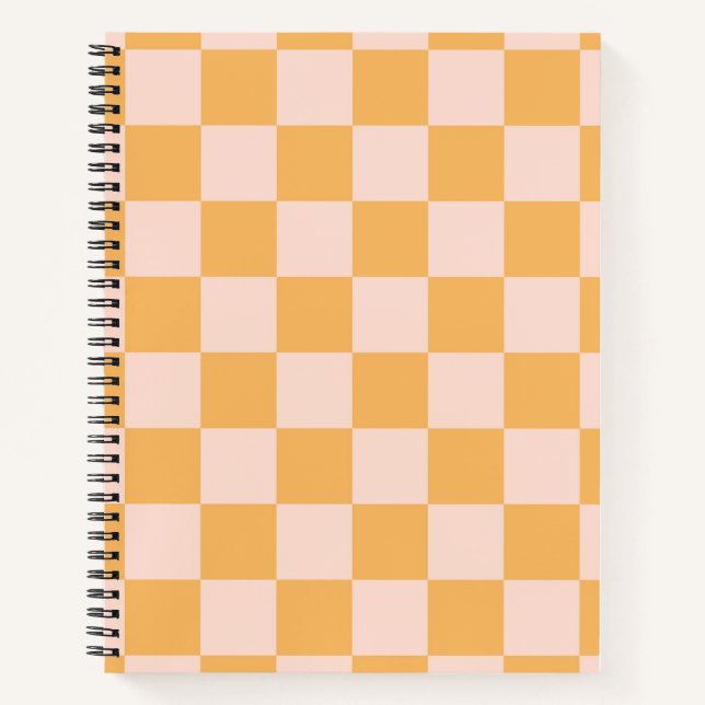 Orange and Unbleached Silk Checkerboard Notebook (Front)