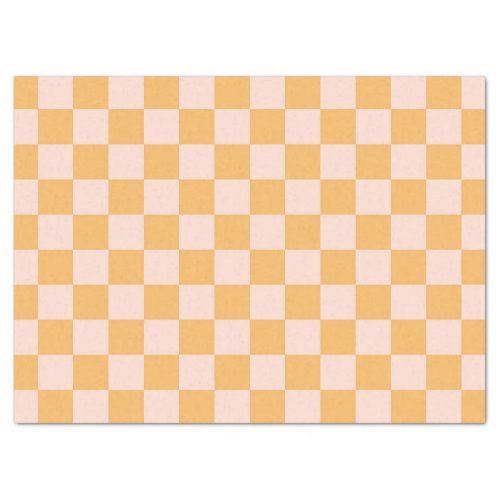 Orange and Unbleached Silk Checkerboard Tissue Paper