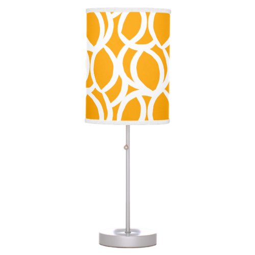 Orange and White Abstract Line Pattern Table Lamp