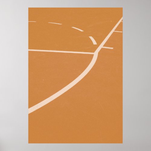 Orange and white basketball court lines poster