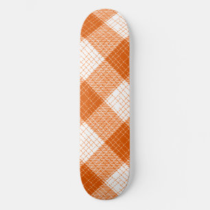 Orange and White Bold Checkered Plaid Design  Skateboard