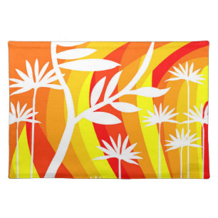 Orange and White Botanical Cloth Placemat