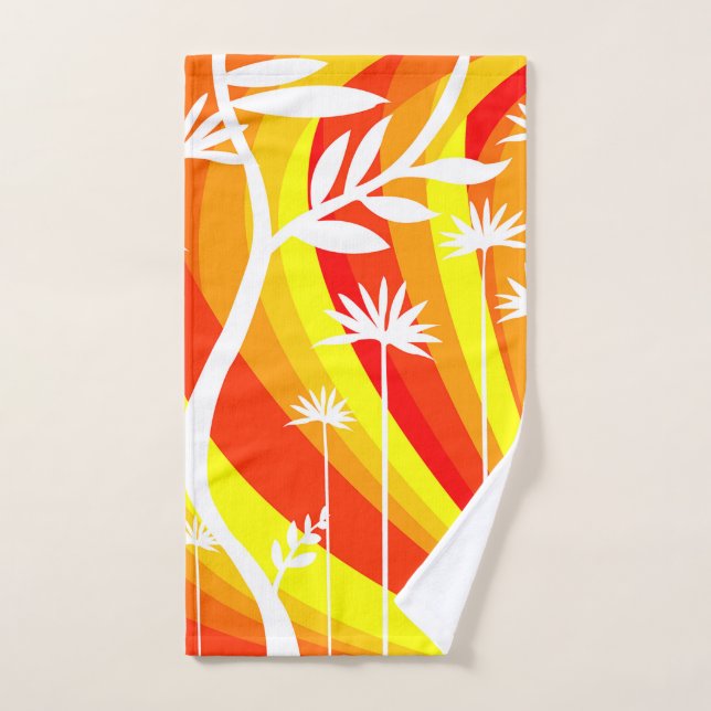 Orange and White Botanical Illustration  Bath Towel Set (Hand Towel)