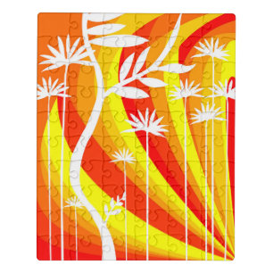Orange and White Botanical Jigsaw Puzzle