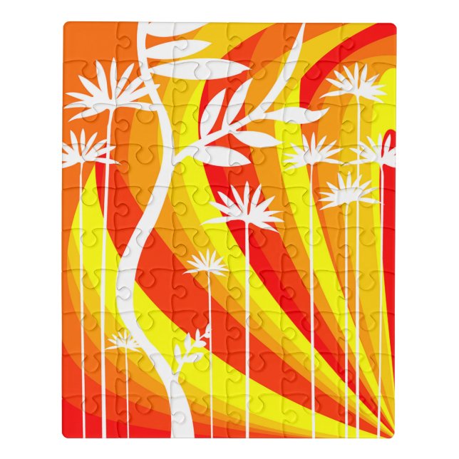 Orange and White Botanical Jigsaw Puzzle (Puzzle Vertical)