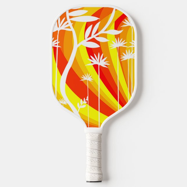 Orange and White Botanical Pickleball Paddle (Front)