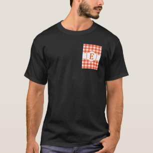 Orange and White Buffalo Plaid Monogrammed Letter  T-Shirt