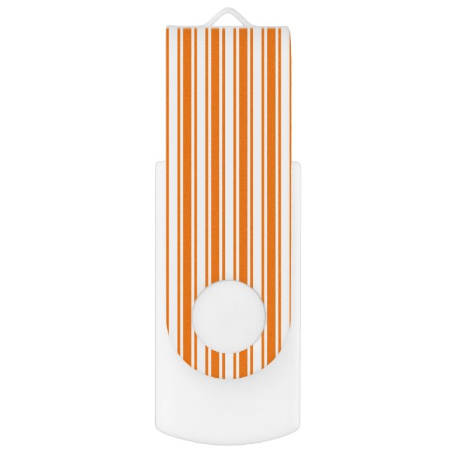 Orange and white candy stripes flash drive (Back (Vertical))
