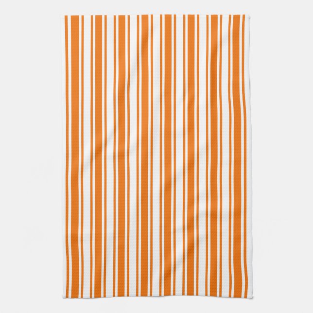 Orange and white candy stripes kitchen towel (Vertical)