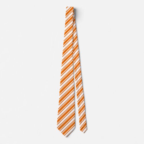 Orange and white candy stripes neck tie