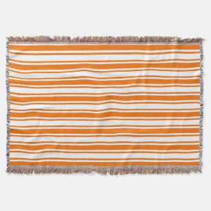 Orange and white candy stripes throw blanket