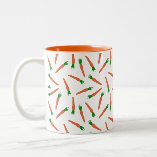 Orange and White Carrots Vegetables Pattern Two_Tone Coffee Mug