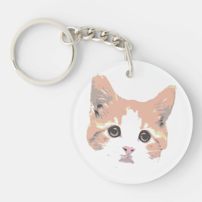 Orange And White Cat Keychain (Front)