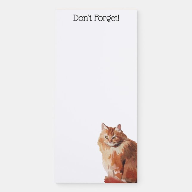 Orange And White Cat Long-haired Magnetic Notepad (Front)