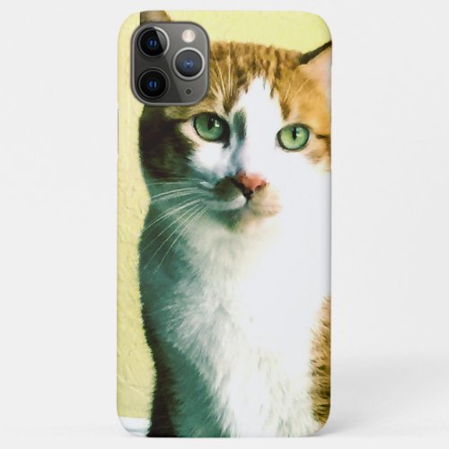 Orange and white cat on pale yellow iPhone 11 pro max case