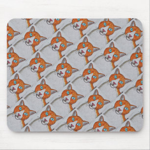 Orange and white Cat pattern Mousepad