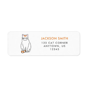 Orange and White Cat Return Address Label
