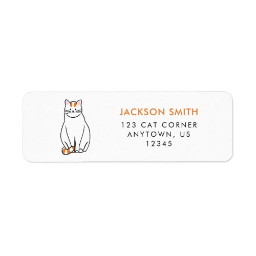 Orange and White Cat Return Address Label