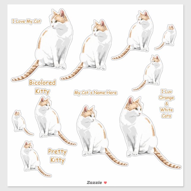 Orange and White Cats Lg Sticker Set (Sheet)