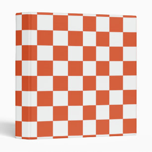 Orange and White Checkerboard Pattern 3 Ring Binder