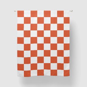 Orange and White Checkerboard Pattern Blackout Curtains