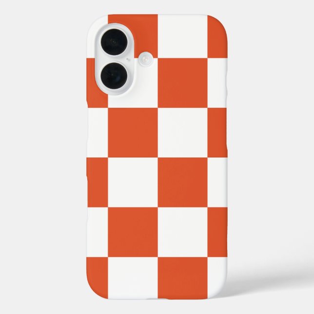 Orange and White Checkerboard Pattern Case-Mate iPhone Case (Back)