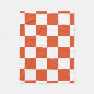 Orange and White Checkerboard Pattern Fleece Blanket