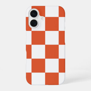 Orange and White Checkerboard Pattern iPhone 16 Case