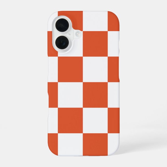 Orange and White Checkerboard Pattern Iphone Case (Back)