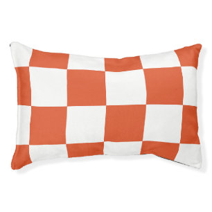 Orange and White Checkerboard Pattern Pet Bed