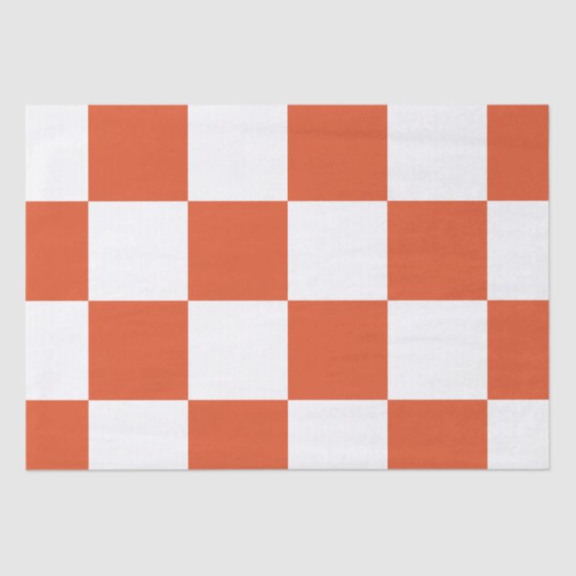 Orange and White Checkerboard Pattern Tissue Paper (Front)