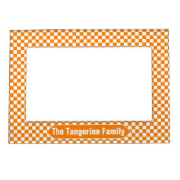 Orange and White Checkered Custom Photo Magnetic Picture Frame