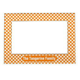 Orange and White Checkered Custom Photo Magnetic Picture Frame