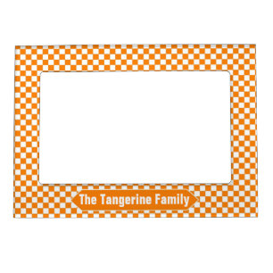 Orange and White Checkered Custom Photo Magnetic Picture Frame