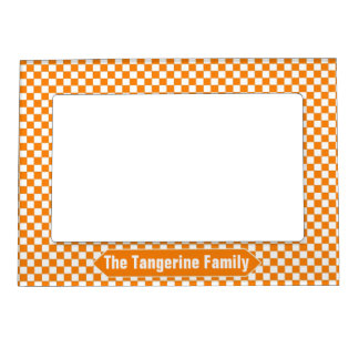 Orange and White Checkered Custom Photo Magnetic Picture Frame